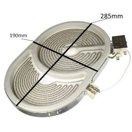 ΕΣΤΙΑ ΚΟΥΖΙΝΑΣ ΚΕΡΑΜΙΚΗΣ II (ΔΙΠΛΗ) ΟΒΑΛ 285mm*Φ190mm 2400W 5 ΕΠΑΦΕΣ INDESIT ARISTON WHIRLPOOL BOSCH 00278617 482000028317 10.57411.604