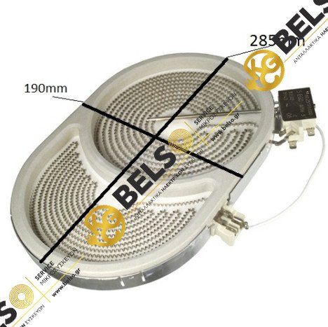 ΕΣΤΙΑ ΚΟΥΖΙΝΑΣ ΚΕΡΑΜΙΚΗΣ II (ΔΙΠΛΗ) ΟΒΑΛ 285mm*Φ190mm 2400W 5 ΕΠΑΦΕΣ INDESIT ARISTON WHIRLPOOL BOSCH 00278617 482000028317 10.57411.604