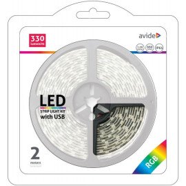 ΤΑΙΝΙΑ LED 2m 5v 7.2w RGB 30LED IP65 ME ΚΟΝΤΡΟΛ ΠΑΝΕΛ 