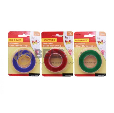 ΤΑΙΝΙΑ ΔΙΠΛΗΣ ΟΨΗΣ ΔΙΑΦΑΝΗ HIGHPOWER 18mm x 2m ΚΑΤΑΛΛΗΛΗ ΓΙΑ ΧΑΛΙΑ & ΜΟΚΕΤΕΣ