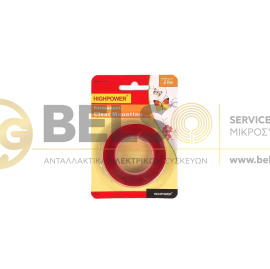 ΤΑΙΝΙΑ ΔΙΠΛΗΣ ΟΨΗΣ ΔΙΑΦΑΝΗ HIGHPOWER 18mm x 2m ΚΑΤΑΛΛΗΛΗ ΓΙΑ ΧΑΛΙΑ & ΜΟΚΕΤΕΣ