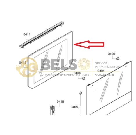 ΚΡΥΣΤΑΛΛΟ ΕΣΩΤΕΡΙΚΟ ΚΟΥΖΙΝΑΣ ΜΕ ΚΟΨΙΜΟ ΚΑΤΩ SIEMENS BOSCH PITSOS 00685593