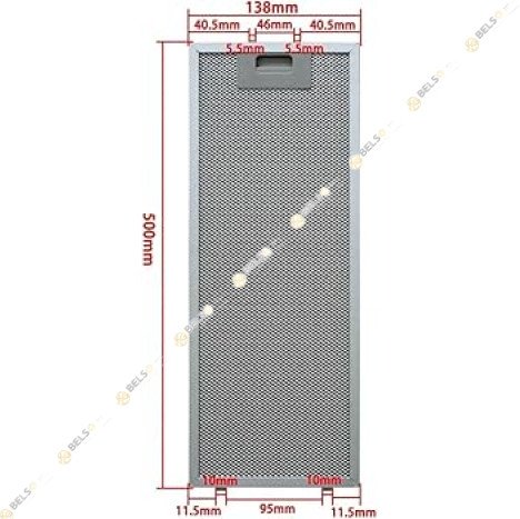 ΦΙΛΤΡΟ ΑΠΟΡΡΟΦΗΤΗΡΑ ΜΕΤΑΛΛΙΚΟ TEKA ARCELIK BEKO 61874022 500mmx137mm