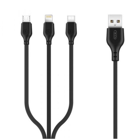 ΚΑΛΩΔΙΟ ΦΟΡΤΙΣΗΣ 3 ΣΕ 1ΜΑΥΡΟ USB σε Micro-USB - Lightning - Type-C