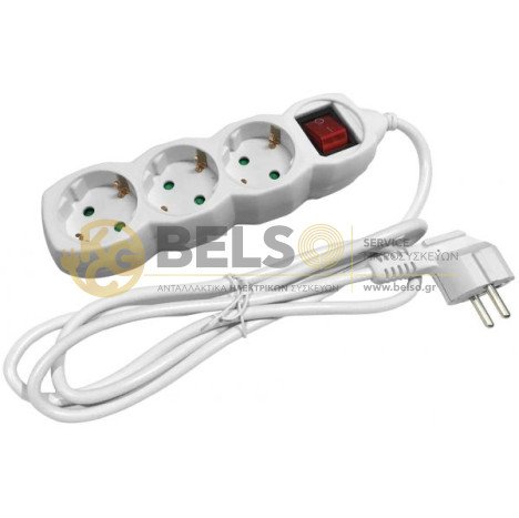 ΠΟΛΥΜΠΡΙΖΟ 3 ΘΕΣΕΩΝ ΜΕ ΔΙΑΚΟΠΤΗ 3x1.50mm 1.50m (Entac)